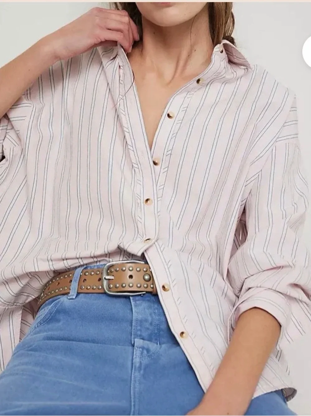 Free People We The Free Striped Varsity Vibes Shirt In Pink Combo size small